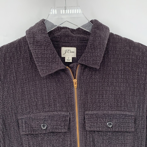 J. Crew zipper front cinched corduroy utility dress gray long sleeve pockets 2 - Picture 2 of 4